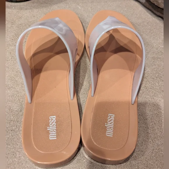 Melissa Essential Chic thong / flip flop sandal, beige, size 10 - Picture 3 of 8